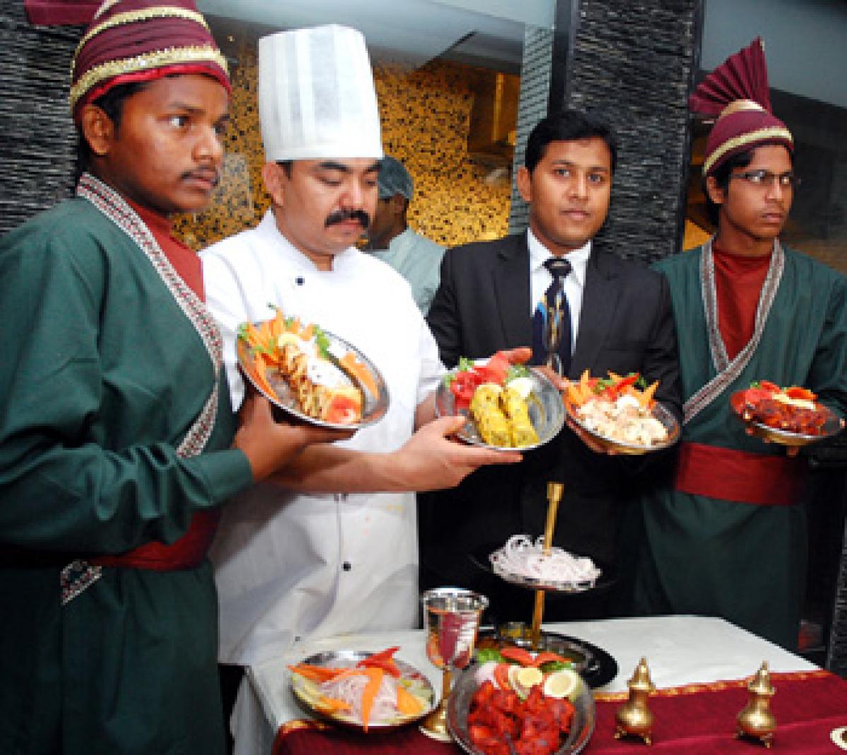 Authentic North West Frontier delicacies being displayed at Khaan Saab restaurant